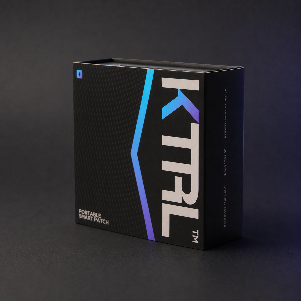 KTRL Portable Smart Patch packaging and single-use patch